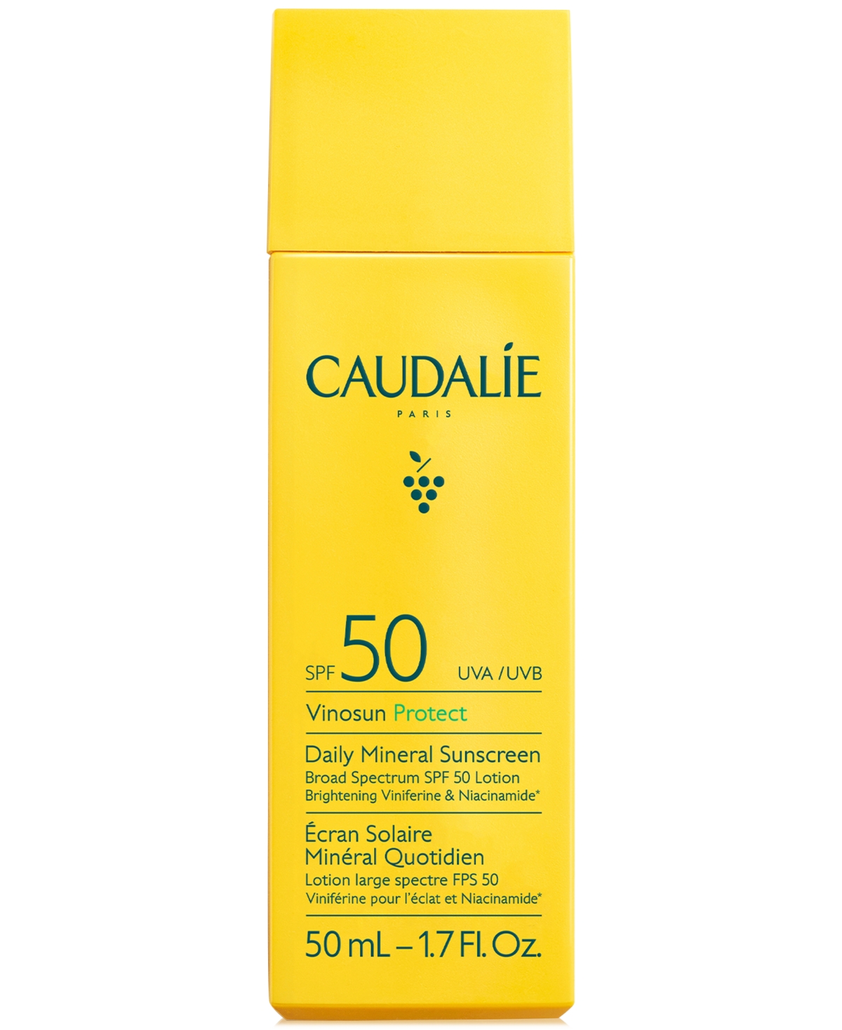 Caudalíe Vinosun Protect Daily Mineral Sunscreen Spf 50, 1.7 Oz. In White