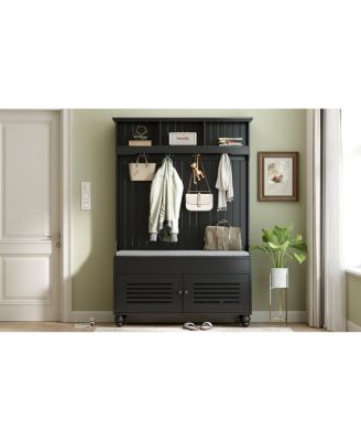 5-In-1 Entryway Bench with Coat Rack and Storage