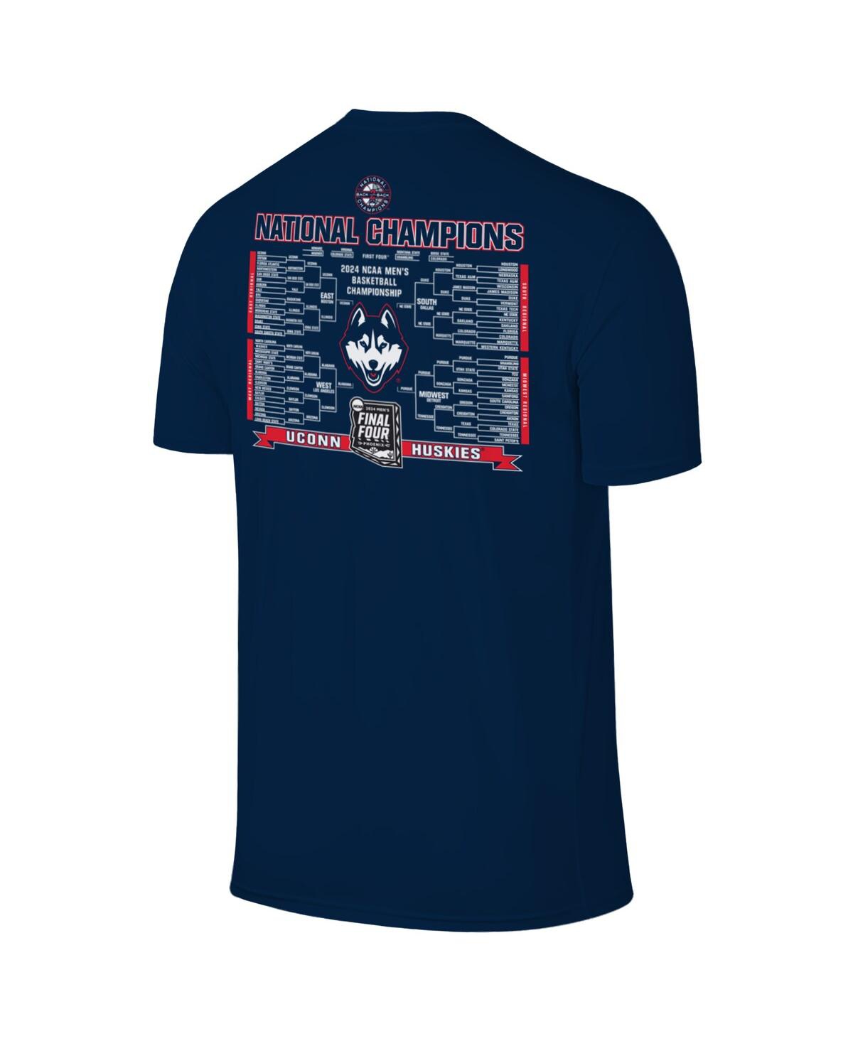Original Retro Brand Men'sUConn Huskies Back-To-Back Ncaa Men's Basketball National Champions T-Shirt - Navy