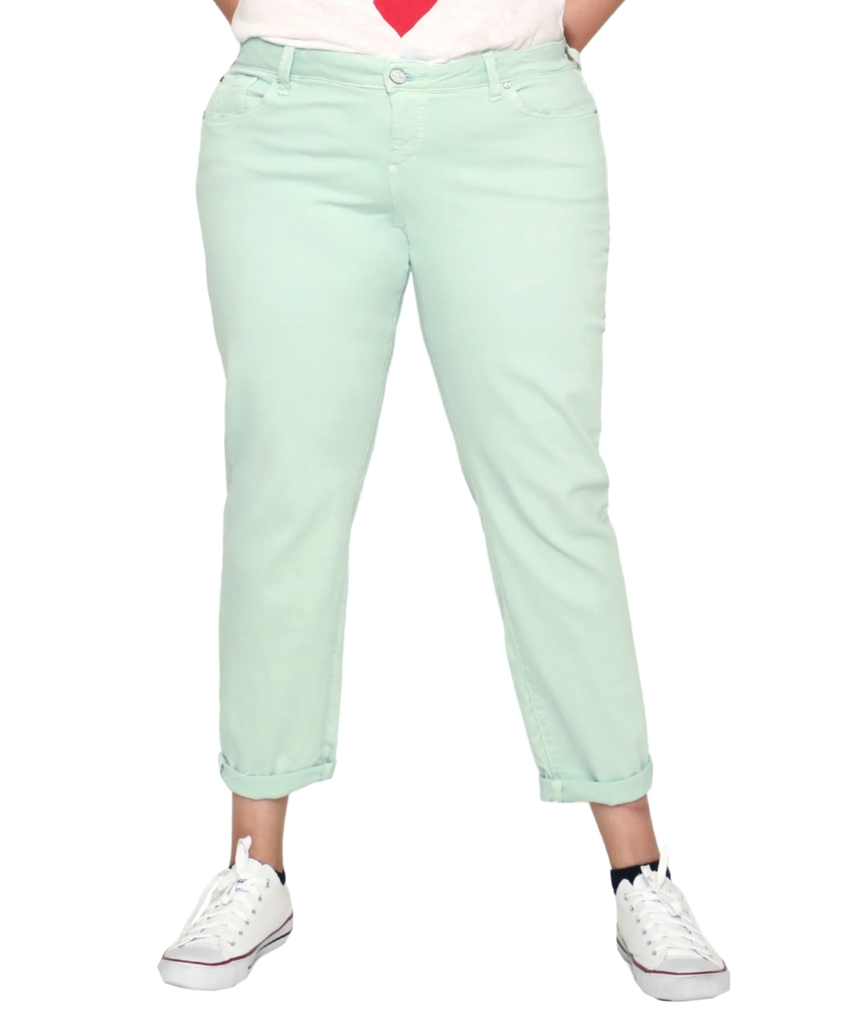 Plus Size Mid Rise Boyfriend Jeans - Pistachio