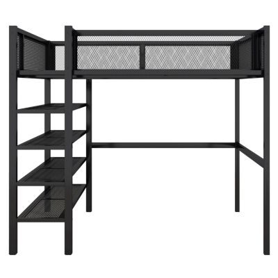 Streamdale Full Size Metal Loft Bed With 4-Tier Shelves