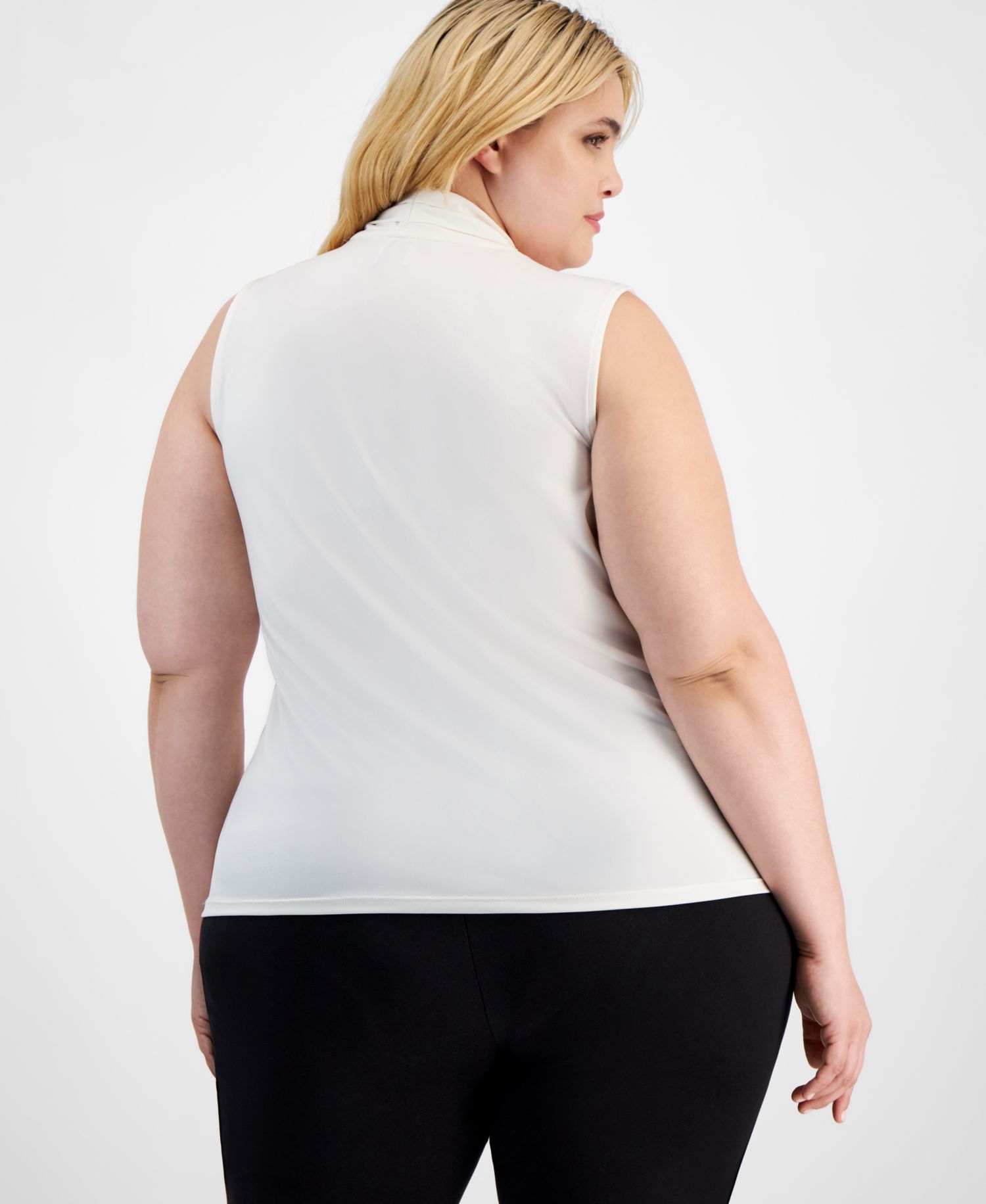 Plus Size Sleeveless Pleated V-Neck Top
