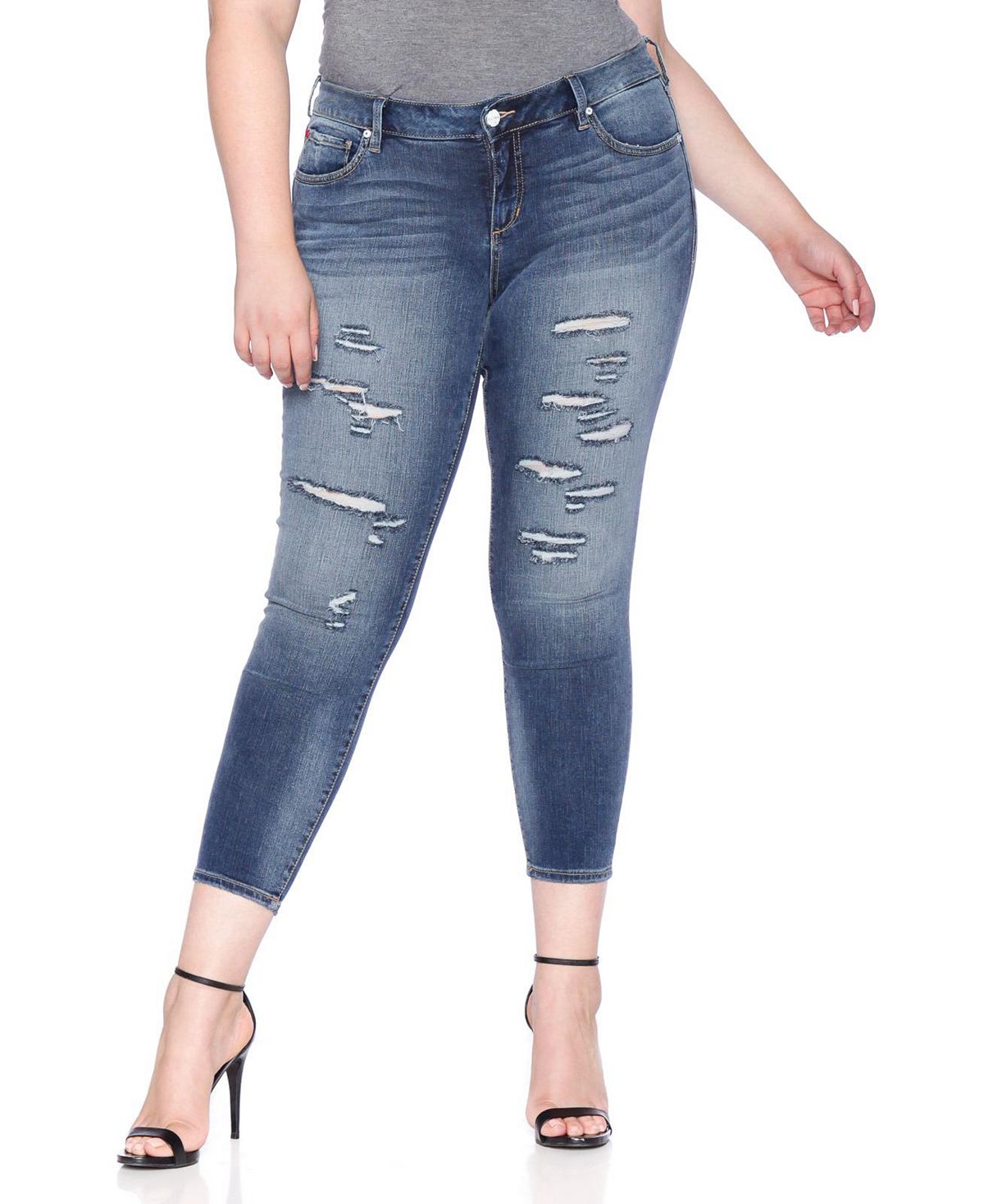 Slink Jeans Plus Size Mid Rise Ankle Skinny Jeans view 1 — MAYCSS fashion products