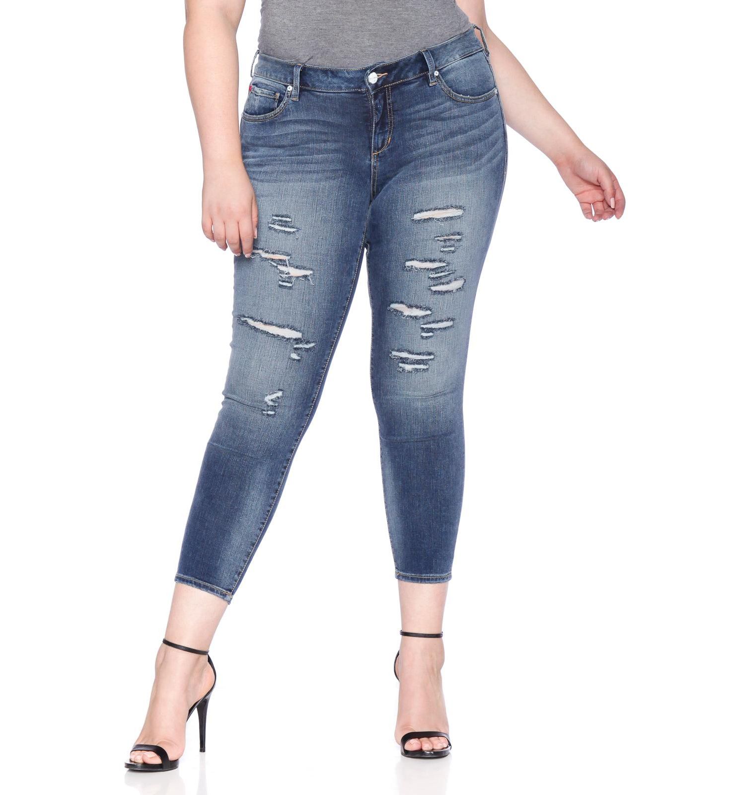 Plus Size Mid Rise Ankle Skinny Jeans