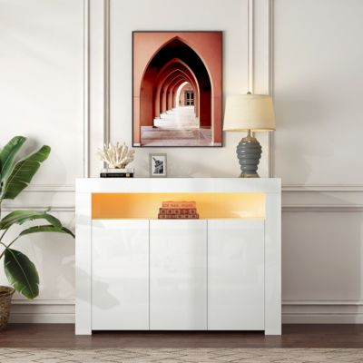  Modern High Gloss Sideboard with LED Light
