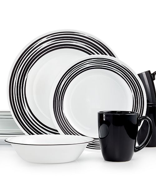 Corelle Brushed Black 16-Pc. Dinnerware Set, Service for 4 & Reviews - Dinnerware - Dining ...