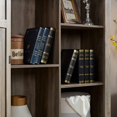  Rustic farmhouse pantry cupboard with sliding barn doors