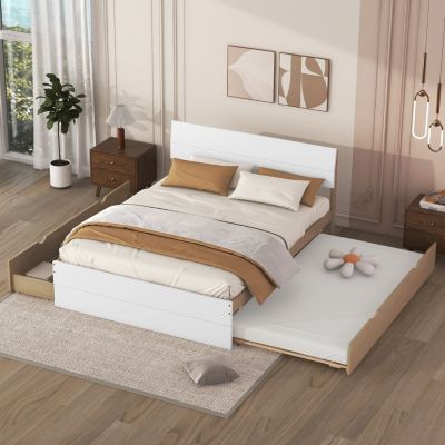 Streamdale Modern Full Bed Frame with Trundle and Drawers