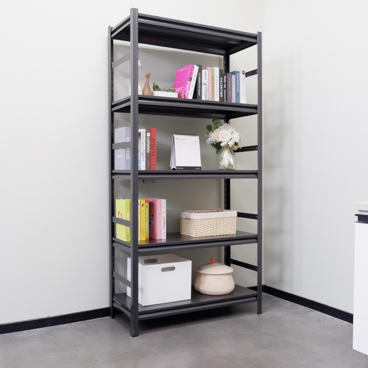 Streamdale Furniture 5-Tier Adjustable Metal Shelving - 2000 Lbs Load, H63 x W31.5 x D15.7