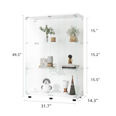 Glass Display Cabinet with 3 Shelves