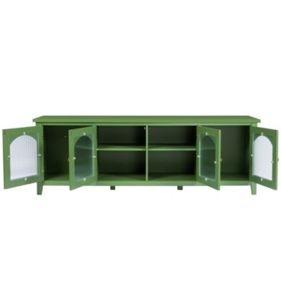 Stylish 71-Inch TV Stand with Antique Green Glass Door
