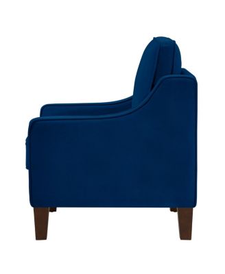  Navy Velvet Accent Armchair with Wooden Legs