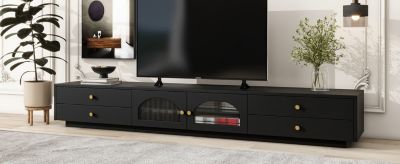 Streamdale Elegant TV Stand for 90" TVs, Glass Doors