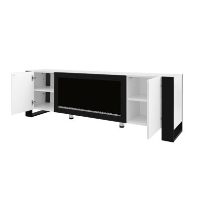 Streamdale High Gloss White TV Stand with Electric Fireplace