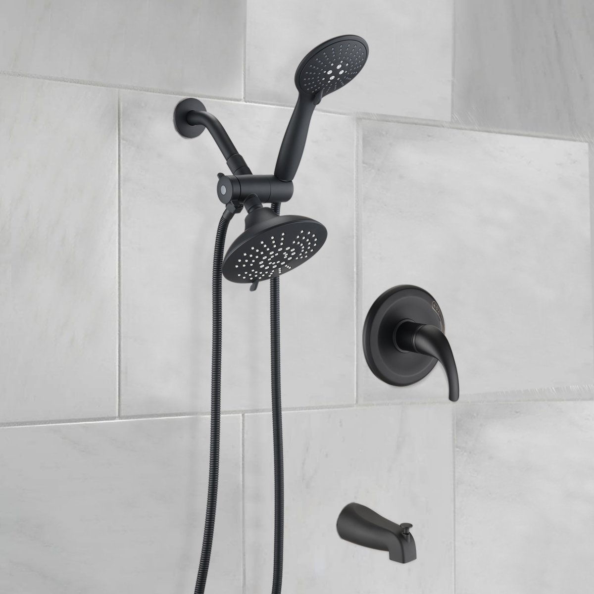 Streamdale Furniture Classic Single Handle 7 Function Rain Shower Head With Handheld Shower With Tub Spout
