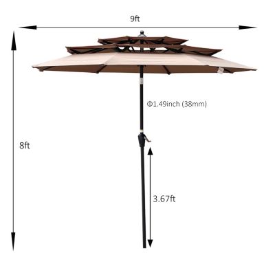 Streamdale Outdoor Patio Umbrella - 9Ft with Crank, Tilt, and Vents