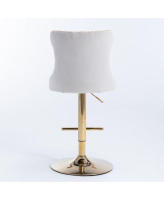 Streamdale Adjustable Swivel Velvet Bar Stools Set of 2