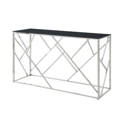 55" Gold Glass Console Table, Sturdy Metal Frame