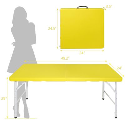 Streamdale 4FT Yellow Folding Table for Outdoor/Indoor Use