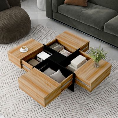 Modern Coffee Table with Hidden Storage & Sliding Top
