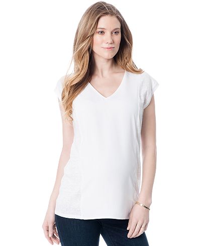 A Pea In The Pod Maternity V-Neck Cap-Sleeve Top