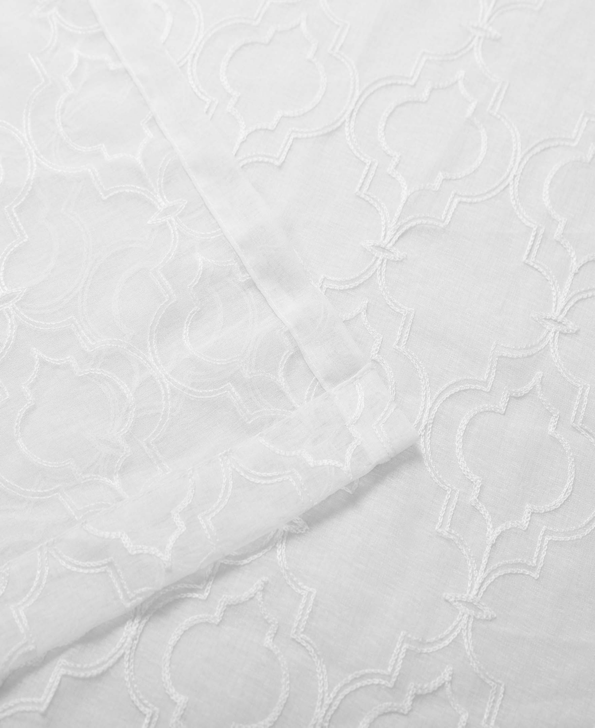 Superior Modern Embroidered Imperial Trellis Sheer 2-Piece Curtain Panel Set with Grommet Header Top, 52