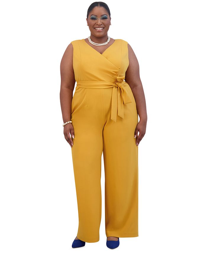 Elegant Surplice Cap Sleeve Jumpsuit with Tie Waist