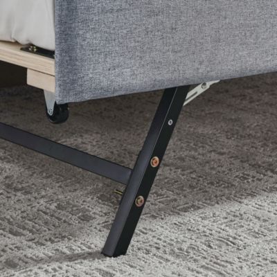 Streamdale Gray Linen Upholstered Daybed with Twin Trundle and USB