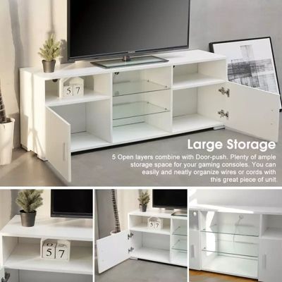 Modern TV Stand with Drawer and LED Lights