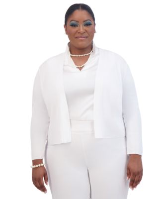 Women's Collarless Open-Front Cardigan