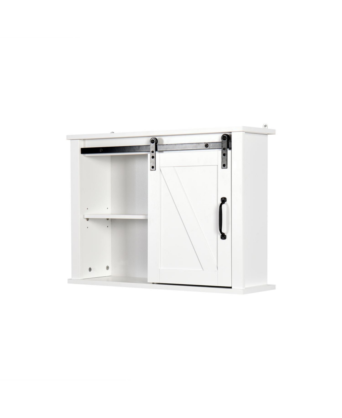Bathroom Wall Cabinet With 2 Adjustable Shelves Wooden Storage Cabinet With A Barn Door - White