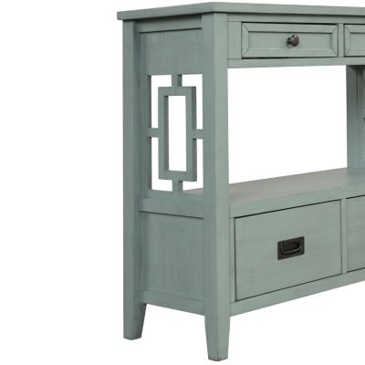 Farmhouse Console Table with Drawers & Shelf