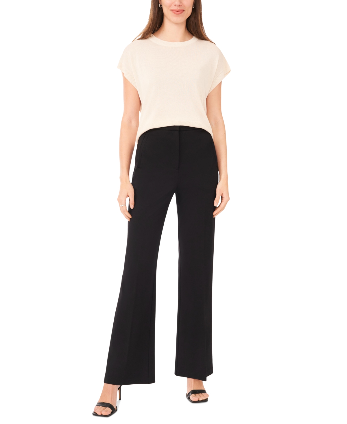 Vince Camuto Women's Drop-shoulder Short-sleeve Sweater In Neutral