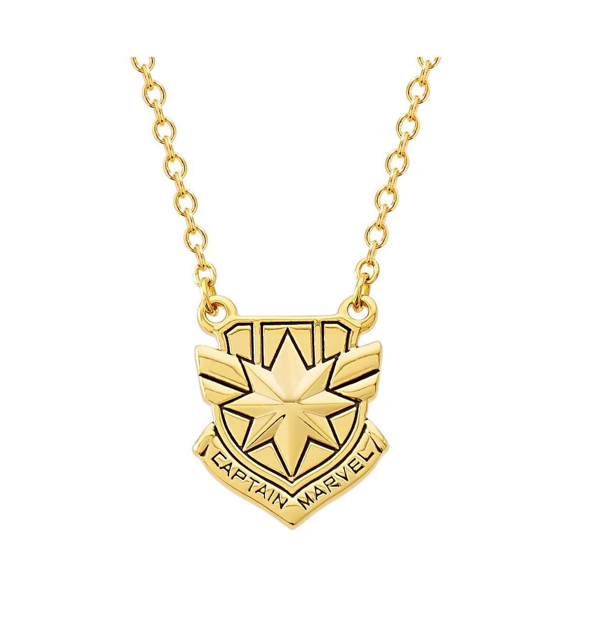 s Captain Shield Yellow Gold Plated Necklace, 18" chain - Gold tone