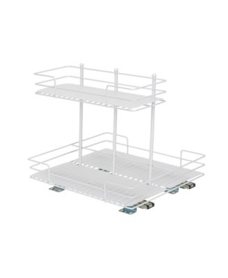 Glidez Paint-Finished Steel Pull-Out/Slide-Out Storage Organizer with Plastic Liners for Under Sink or Cabinet 2 -Tier Design