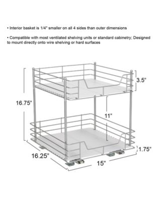 Glidez Steel Pull-Out/Slide-Out Storage Organizer with Plastic Liners for Under Cabinet or Wire Shelf 2-Tier Design