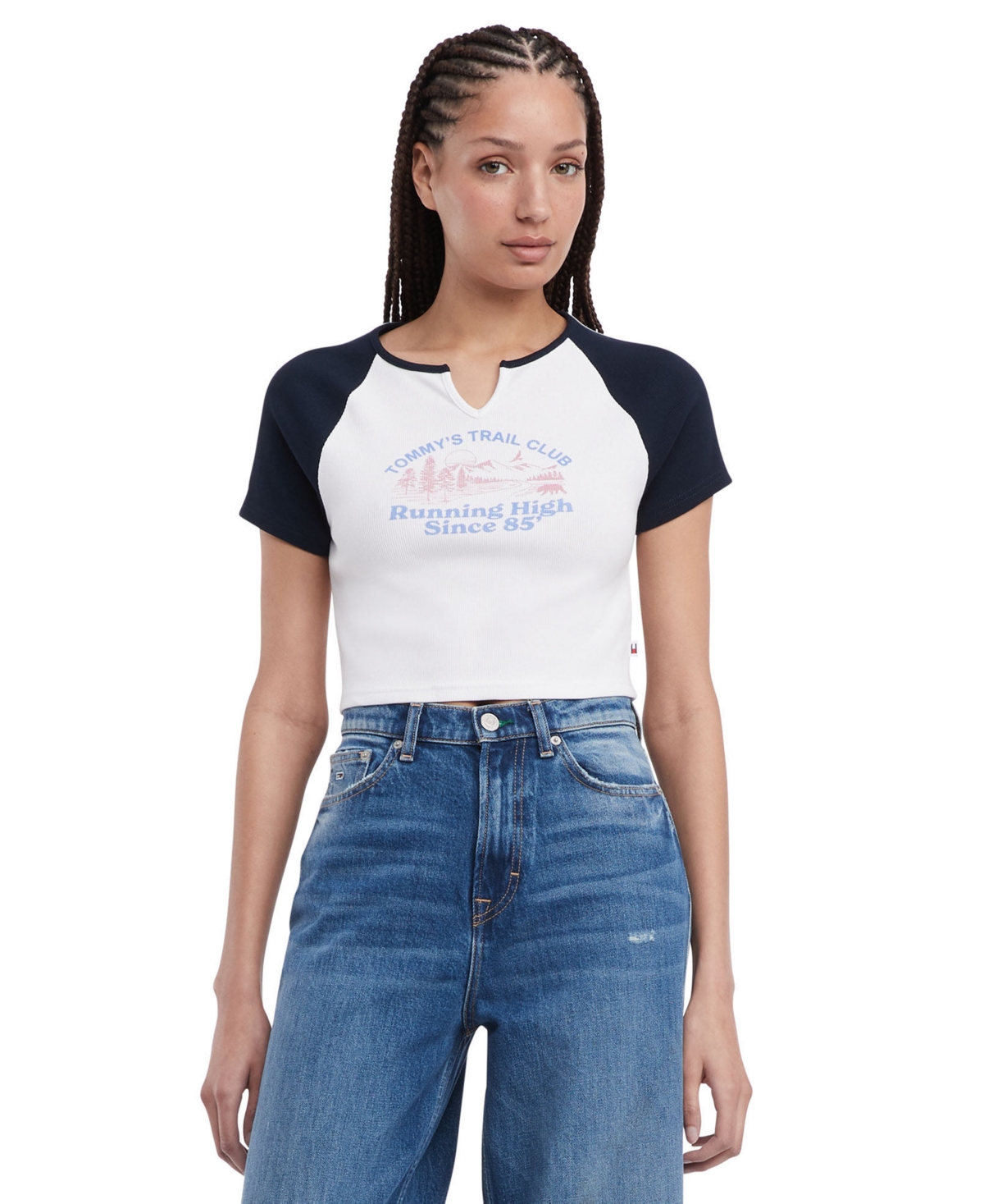 Women's Slim Vintage Prep Cropped T-Shirt - DARK NIGHT NAVY