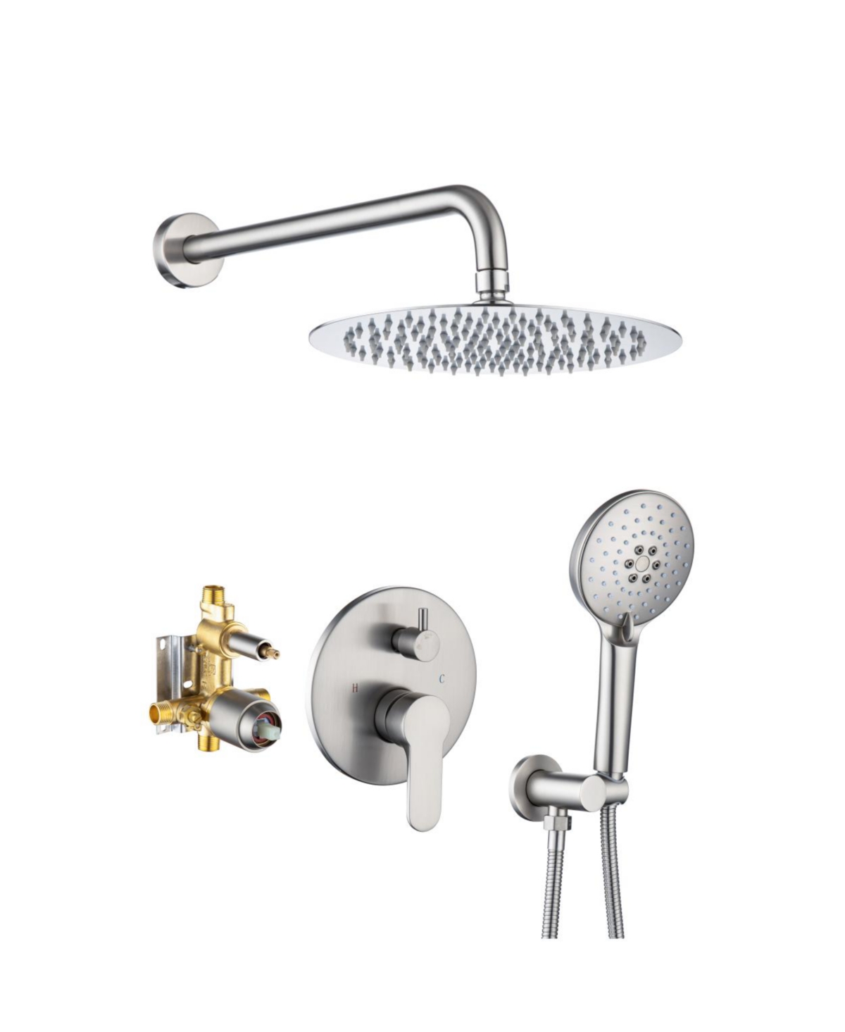 Rough-in Valve Included Shower Faucet Set - Silver