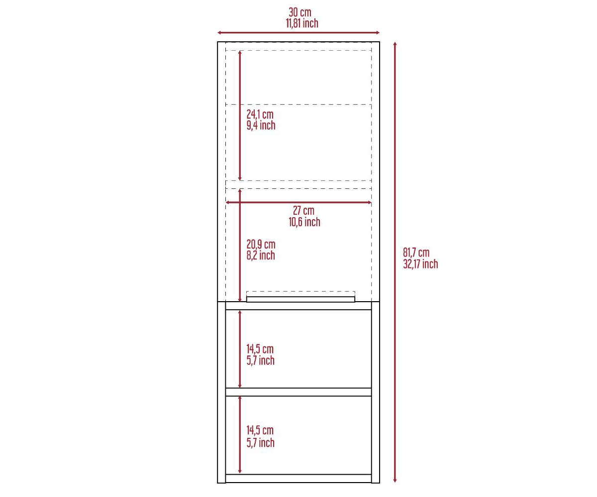 Streamdale Furniture Mila Bathroom Cabinet, Two Interior Shelves, Two External Shelves, Single Door Cabinet - Smokey Oak