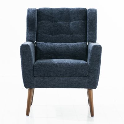 1 piece Chenille Foam-Filled Dark Blue Mid Century Accent Chair