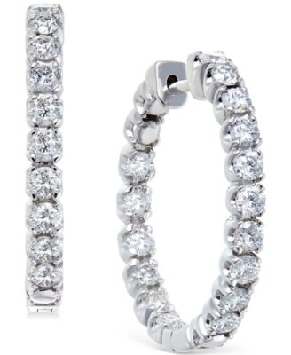 Macy's Diamond Hoop Earrings In 14k White Gold (2-1/2 Ct. T.w.) - Macy's