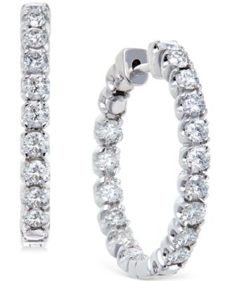 Diamond Hoop Earrings in 14k White Gold (2-1/2 ct. t.w.) - Macy's