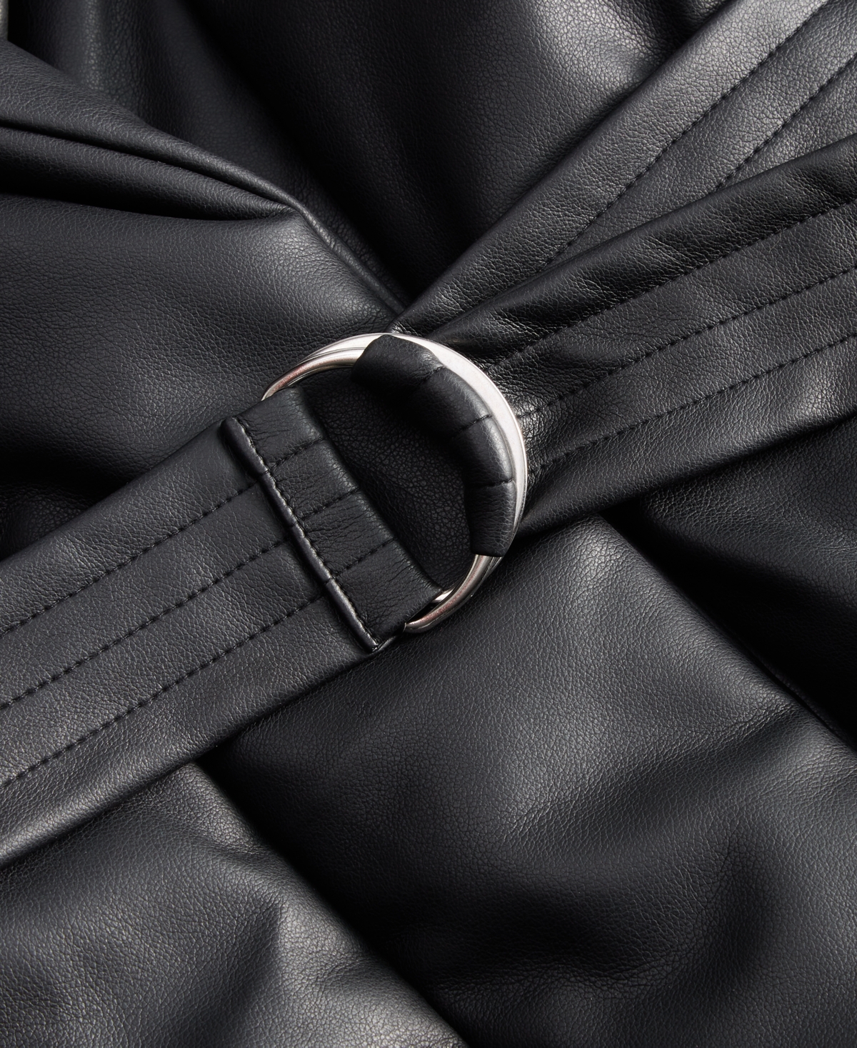 Jou Jou Little & Big Girls Belted Puff-collar Coat In Black