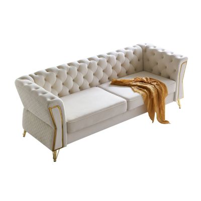 Streamdale Modern Tufted Velvet Sofa 87.4 Inch For Living Room Color