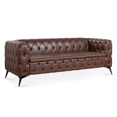 84.06" Width Traditional Square Arm Removable Cushion 3 Seater Sofa