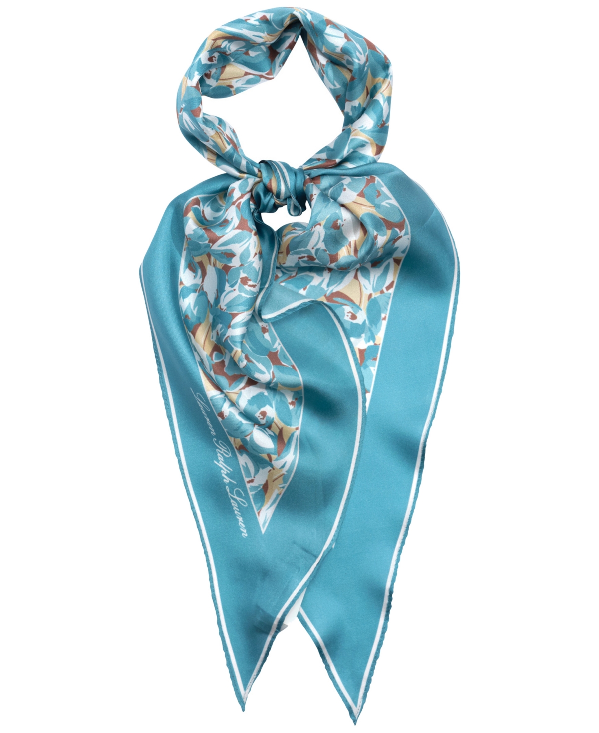 floral large diamond scarf - Turquoise