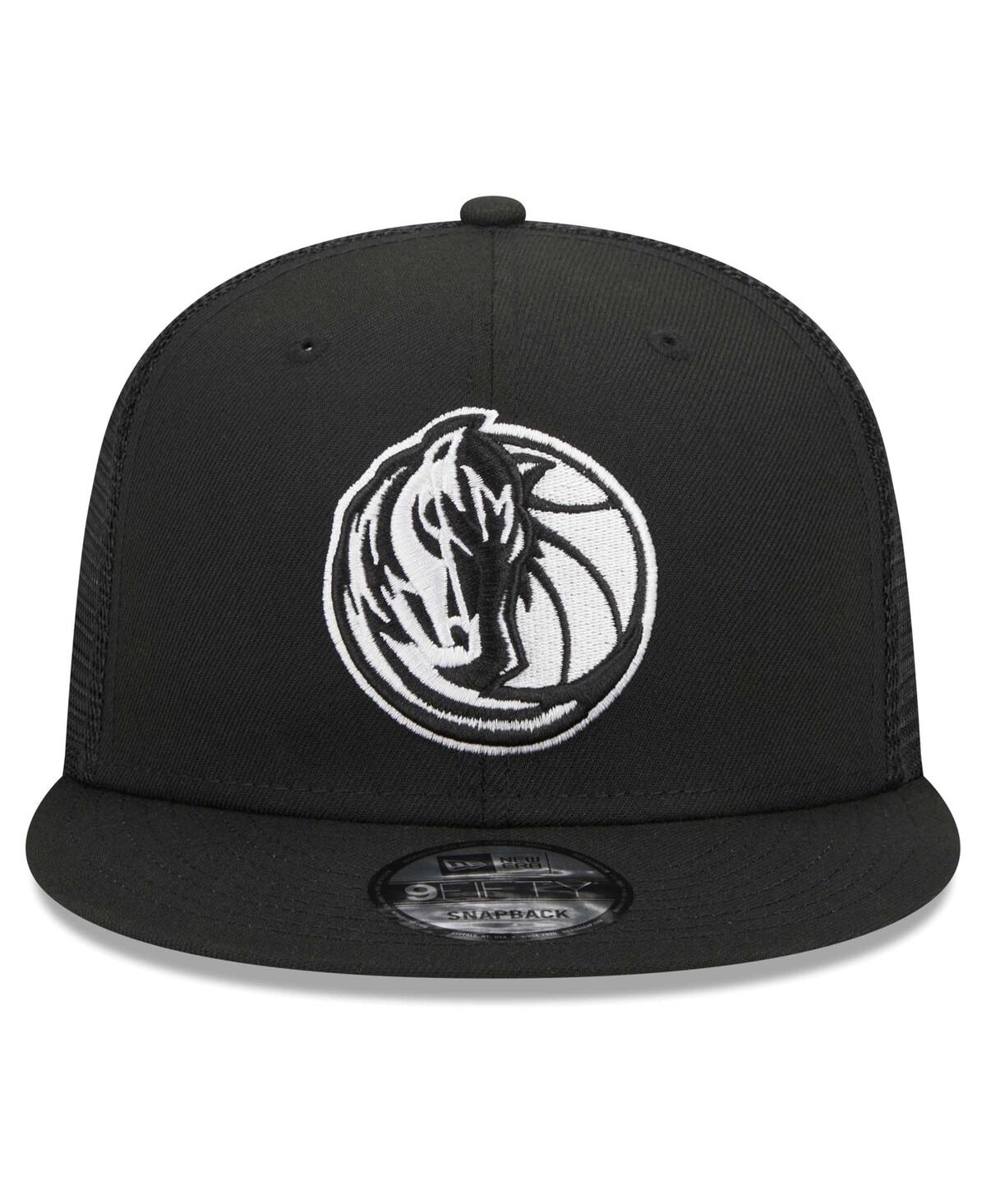 New Era Men's Black Dallas Mavericks Evergreen 9fifty Trucker Snapback Hat In Black