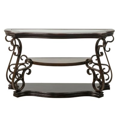   Marble-Inspired Shelf- Glass Sofa Table