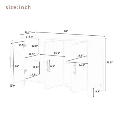 Three-door Storage Cabinet with Metal Handles for Any Room