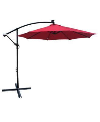 Simplie Fun 10 FT Outdoor Patio Umbrella Solar Powered LED Lighted 8 Ribs Umbrella With Crank
